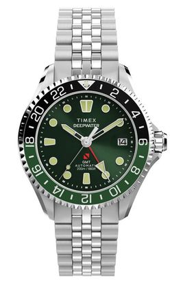 Timex® Timex® Deepwater Meridian 200 GMT Automatic Bracelet Watch, 42mm