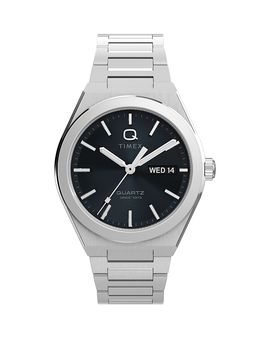 Timex Timex Q Timex Continental Day & Date Stainless Steel Bracelet Watch, 39mm
