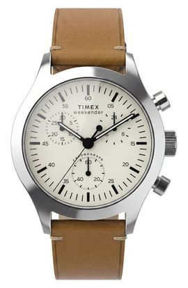 Timex® Timex® Weekender Chronograph Leather Strap Watch, 40mm