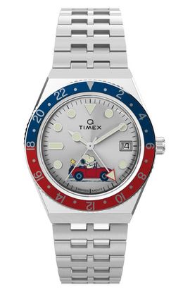 Timex® x Peanuts® Q Timex® GMT Bracelet Watch, 38mm
