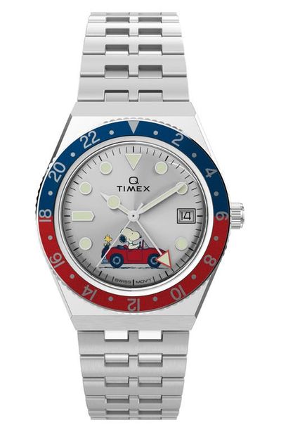 Timex® x Peanuts® Q Timex® GMT Bracelet Watch, 38mm