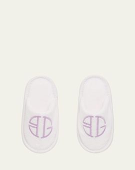 Timo & Violet Kid's BG Logo Velour Terry Slippers, 3T-10