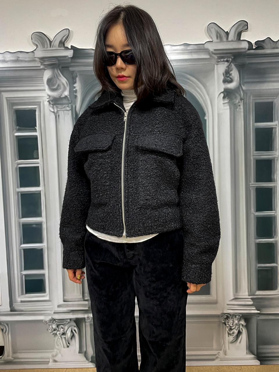 TINA BLOSSOM Wool Blend Drop Shoulder Jacket [Grey]