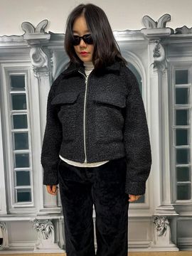 TINA BLOSSOM Wool Blend Drop Shoulder Jacket [Grey]
