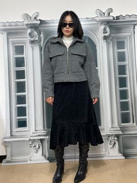 TINA BLOSSOM Wool Blend Padded Drop Shoulder Jacket