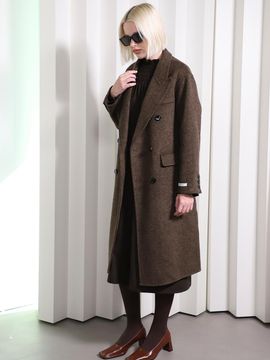 TINA BLOSSOM Wool Double-breasted Herringbone Coat