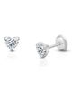 Tiny Blessings Tiny Blessings 14K Gold 4mm Clear Heart Stud Screw Back Earrings - 1