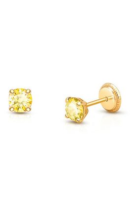 Tiny Blessings Tiny Blessings 14K Gold 4mm Crystal Birthstone Stud Screw Back Earrings