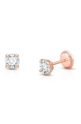 Tiny Blessings Tiny Blessings 14K Gold 4mm Round Cut Stud Screw Back Earrings