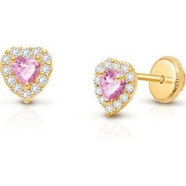 Tiny Blessings Tiny Blessings 14K Gold Blissful Heart Stud Screw Back Earrings
