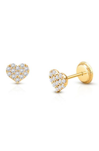 Tiny Blessings Tiny Blessings 14K Gold Dearest Heart Stud Screw Back Earrings