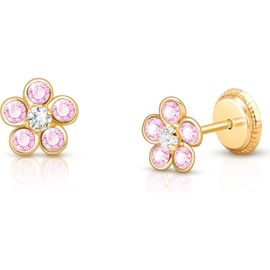 Tiny Blessings Tiny Blessings 14K Gold Flower Girl Studs Screw Back Earrings