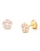 Tiny Blessings Tiny Blessings 14K Gold Genuine Bloom Mother of Pearl Flower Stud Screw Back Earrings - 1