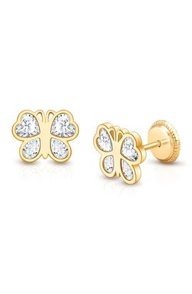 Tiny Blessings Tiny Blessings 14K Gold Lovely Butterfly Stud Screw Back Earrings