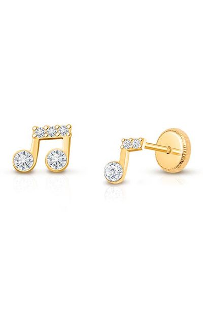 Tiny Blessings Tiny Blessings 14K Gold Magical Music Notes Stud Screw Back Earrings