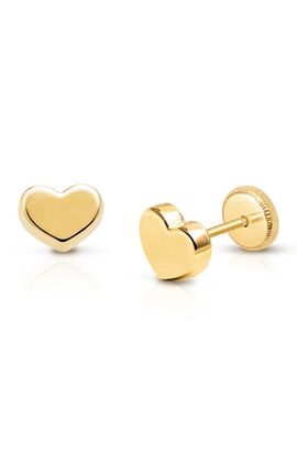 Tiny Blessings Tiny Blessings 14K Gold Modern Heart Stud Screw Back Earrings