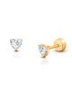 Tiny Blessings Tiny Blessings 14K Gold on Titanium 4mm Clear Sparkling Heart Stud Screw Back Earrings - 1