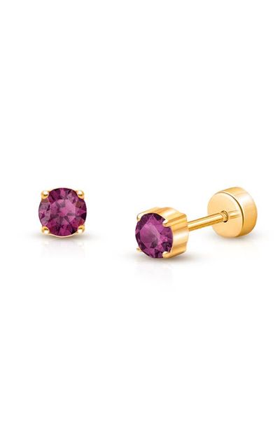 Tiny Blessings Tiny Blessings 14K Gold on Titanium 4mm Crystal Birthstone Stud Screw Back Earrings
