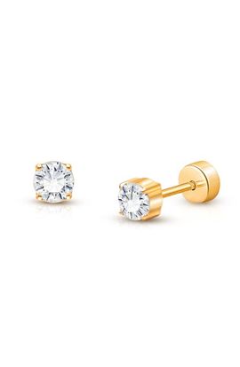 Tiny Blessings Tiny Blessings 14K Gold on Titanium 4mm Genuine Diamond Stud Screw Back Earrings