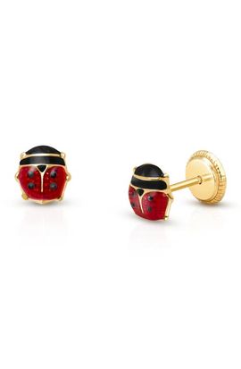 Tiny Blessings Tiny Blessings 14K Gold Red Lil' Ladybug Stud Screw Back Earrings