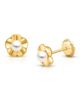 Tiny Blessings Tiny Blessings 14K Gold Ruffled Petals with Pearl Stud Screw Back Earrings - 1