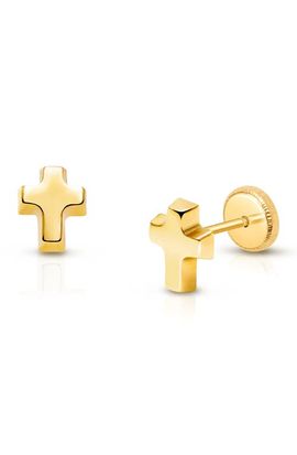 Tiny Blessings Tiny Blessings 14K Gold Simple Cross Stud Earrings