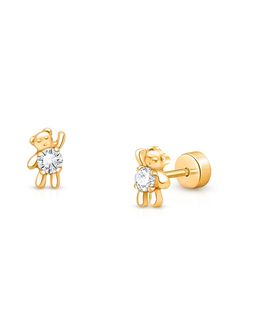Tiny Blessings Tiny Blessings Girls' 14K Gold on Titanium Baby Bear Stud Earrings