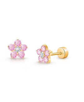 Tiny Blessings Tiny Blessings Girl's 14K Gold on Titanium Cherry Blossom Stud Earrings