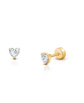 Tiny Blessings Tiny Blessings Girls' 14K Gold on Titanium Clear Sparkling Heart Stud Earrings