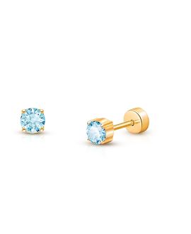 Tiny Blessings Tiny Blessings Girls' 14K Gold on Titanium Crystal Birthstone Stud Earrings