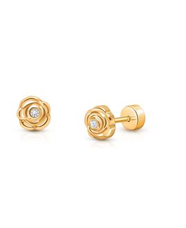 Tiny Blessings Tiny Blessings Girls' 14K Gold on Titanium Everlasting Rose Stud Earrings