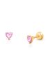Tiny Blessings Tiny Blessings Girls' 14K Gold on Titanium Gold Pink Sparkling Heart Stud Earrings - 1