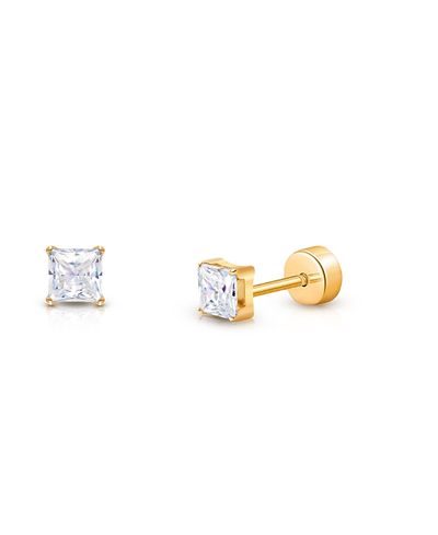 Tiny Blessings Tiny Blessings Girls' 14K Gold on Titanium Princess Cut Stud Earrings