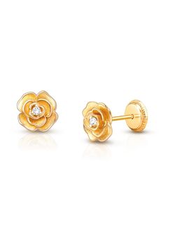 Tiny Blessings Tiny Blessings Girls' 14K Gold Rose Radiance Stud Earrings