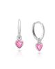 Tiny Blessings Tiny Blessings Girls' Sterling Silver Pink Heart Drop Classic Huggie Hoop Earrings - 1