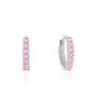 Tiny Blessings Tiny Blessings Girls' Sterling Silver Timeless Pave Pink Huggie Hoop Earrings - 1