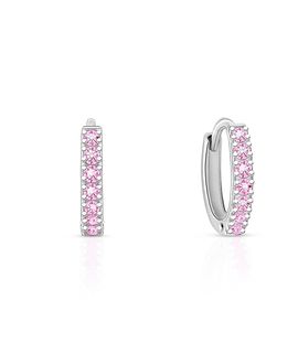 Tiny Blessings Tiny Blessings Girls' Sterling Silver Timeless Pave Pink Huggie Hoop Earrings