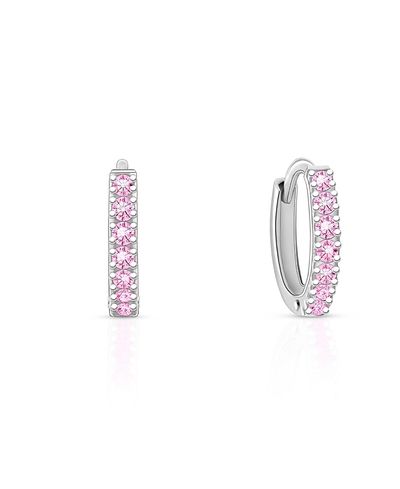 Tiny Blessings Tiny Blessings Girls' Sterling Silver Timeless Pave Pink Huggie Hoop Earrings