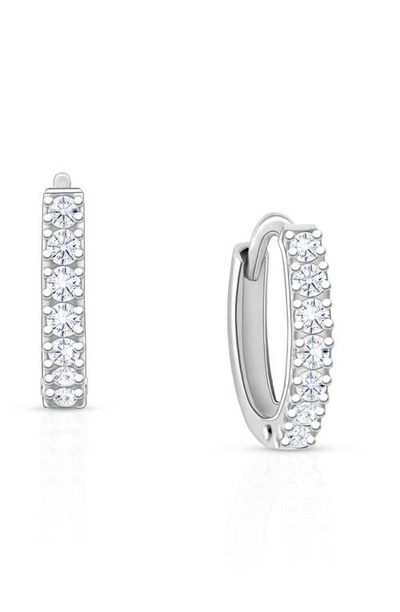 Tiny Blessings Tiny Blessings Sterling Silver 11mm Timeless Pavé Huggie Hoops Earrings 