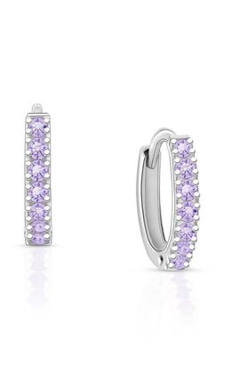 Tiny Blessings Tiny Blessings Sterling Silver 9mm Timeless Pavé Lavender Huggie Hoop Earrings 