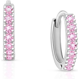 Tiny Blessings Tiny Blessings Sterling Silver 9mm Timeless Pavé Pink Huggie Hoop Earrings 
