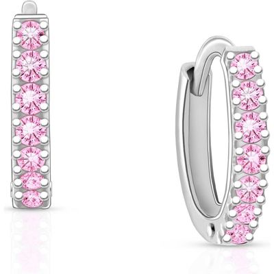 Tiny Blessings Tiny Blessings Sterling Silver 9mm Timeless Pavé Pink Huggie Hoop Earrings 