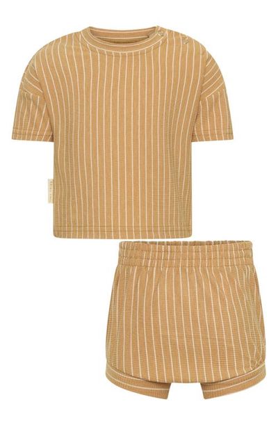 TINY TRIBE TINY TRIBE Stripe Rib Top & Shorts Set