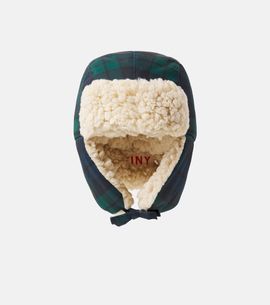 Tinycottons Tinycottons Checked teddy-trimmed aviator hat