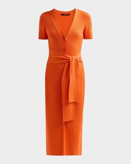 Toccin Agnes Ribbed Tie-Front Midi Dress