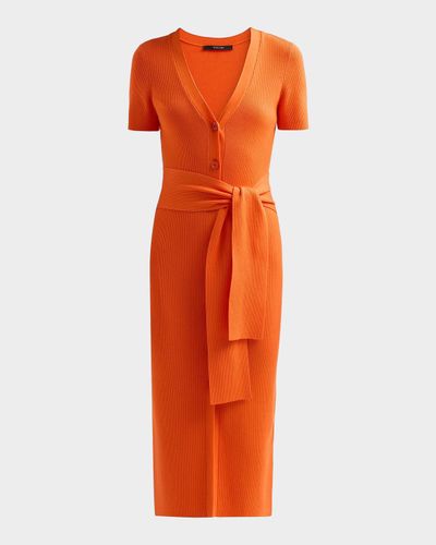 Toccin Agnes Ribbed Tie-Front Midi Dress