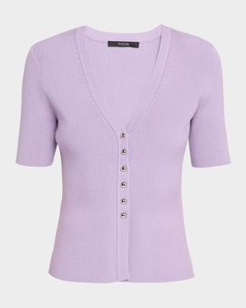 Toccin Charity Ribbed Button-Front Top