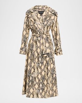 Toccin Chloe Python-Printed Vegan Leather Trench Coat