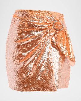 Toccin Dawson Sequined Sarong Mini Skirt