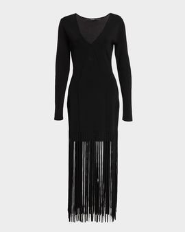 Toccin Evelina Long-Sleeve Fringe Dress